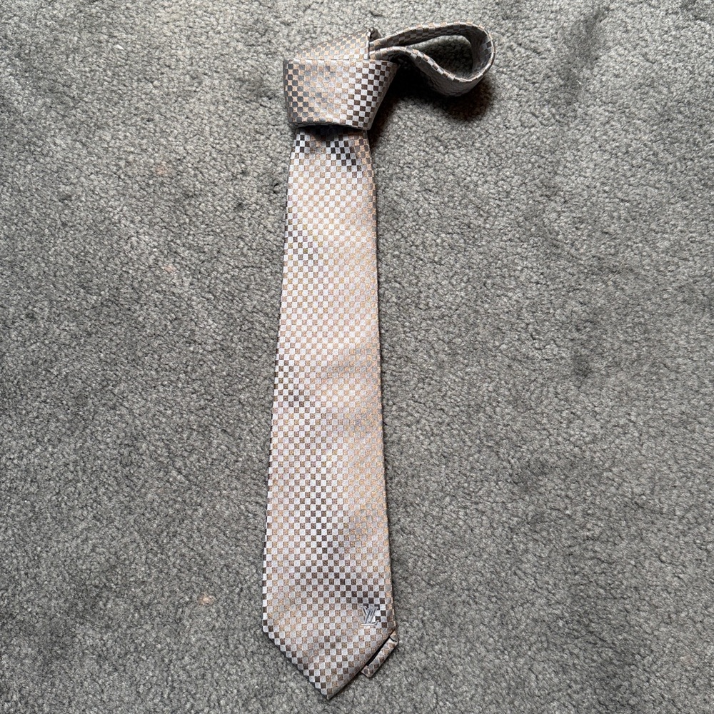 Louis Vuitton Light Brown Checkered Tie